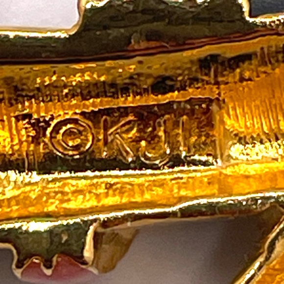 Kenneth Jay Lane KJL Vintage Green Peach Calla Lilly High Heel Pin Brooch - Picture 8 of 10